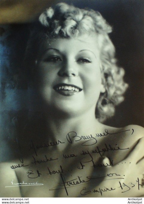 Actrice non identifiée (photo de presse Verhassel Bruxelles) 1937 dédicacée