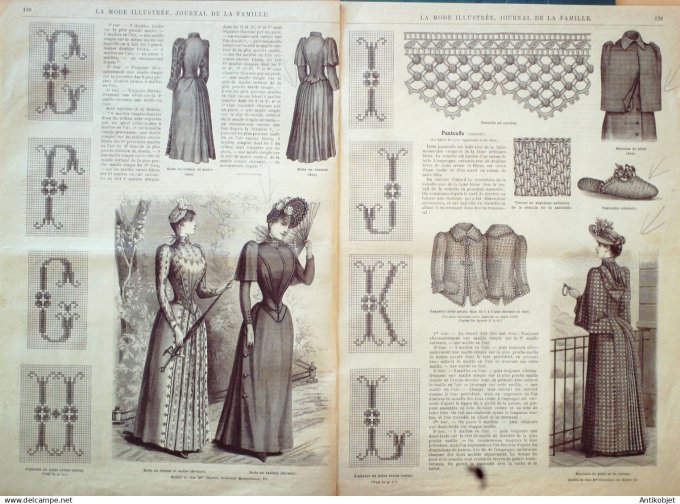 La Mode illustrée journal + gravure associée 1890 # 18