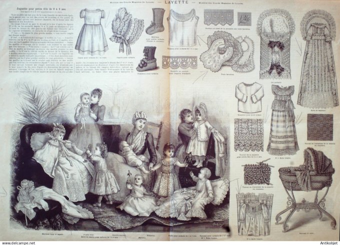 La Mode illustrée journal + gravure associée 1890 # 18
