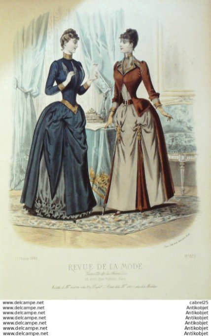 Gravure Mode La Gazette 1888 # 872 (Old Fashion plate)