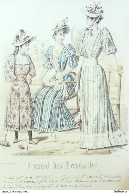 Gravure Mode J.Demoiselles 1892 # 4897 (Old Fashion plate)