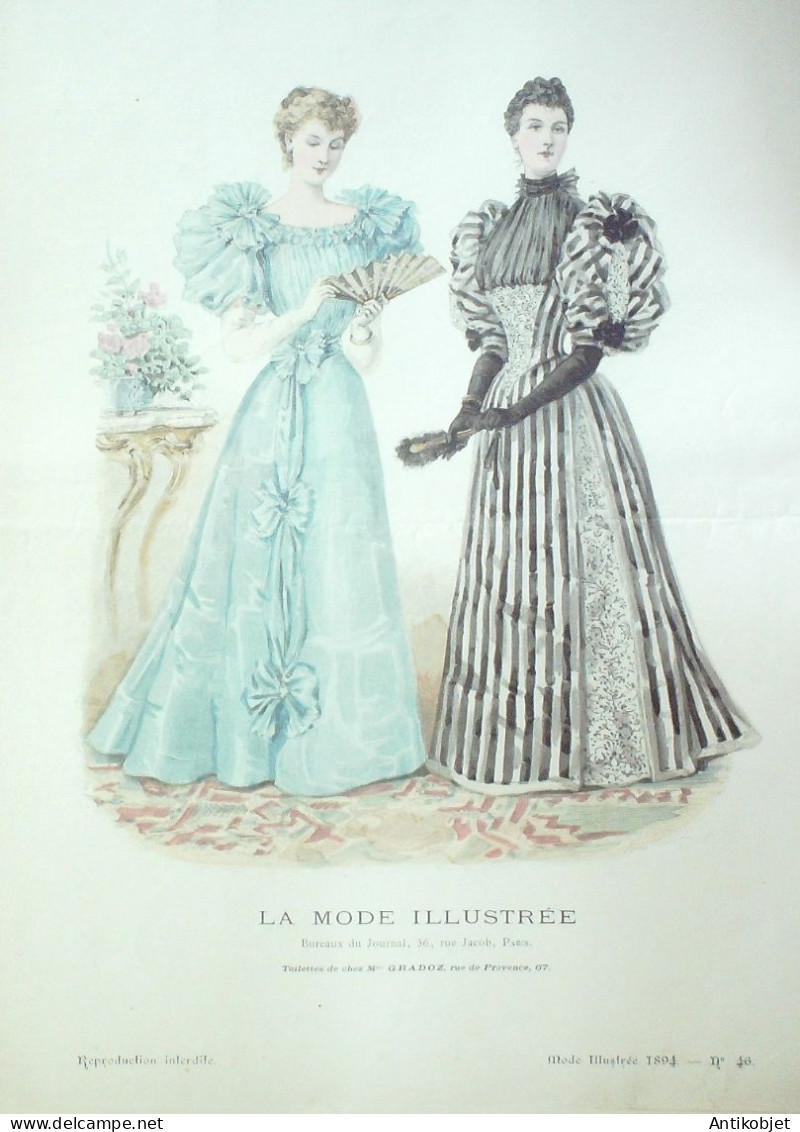 Gravure Mode illustree 1894 # 46 (Old Fashion plate) RARE