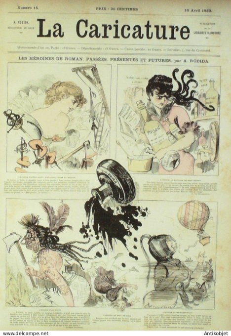 La Caricature 1880 #  15 Héroines de roman Draner Robida Trick