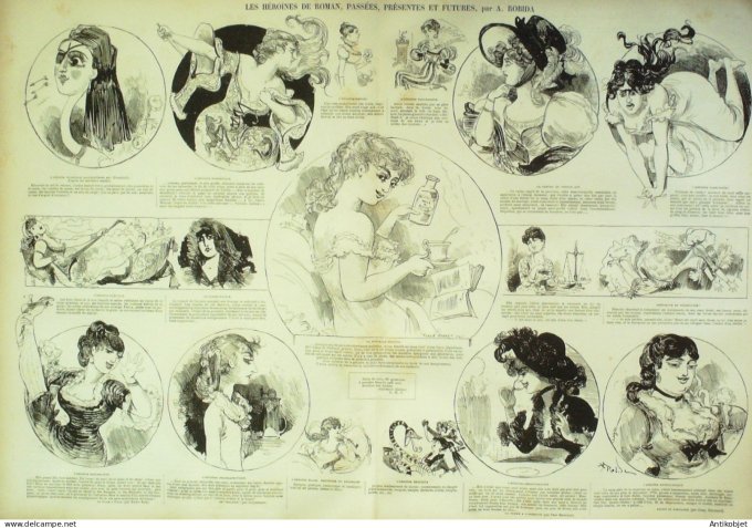 La Caricature 1880 #  15 Héroines de roman Draner Robida Trick