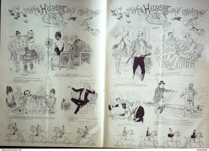 Le Journal Amusant 1889 # 1679 La Saint-Hubert au chateau par Mars
