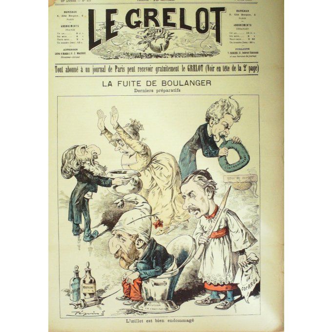 Le Grelot 1889 n°939 FUITE du BOULANGER PEPIN