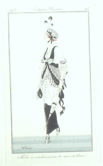 Fournier Henri Pochoir Mode Art Deco n°  93-1913 Journal des Dames