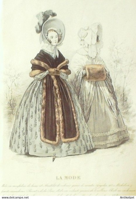 Gravure La mode 1837 # 537 (aquarelle old Fashion plate)