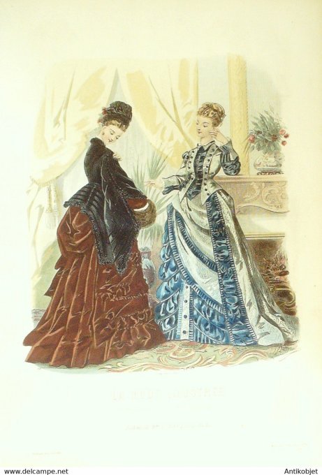 Gravure de mode La Mode illustrée 1875 n°06 (Maison Fladry)