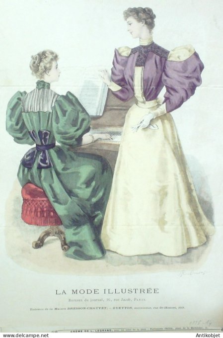 Gravure Mode illustree 1895 # 14 (Old Fashion plate) RARE