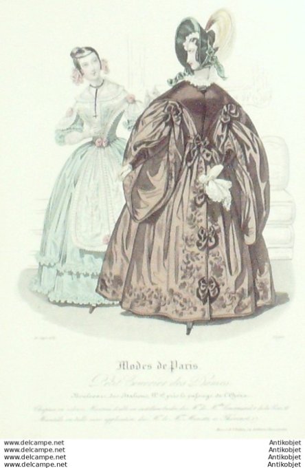 Gravure Mode Courrier des Dames 1836 # 1290 (eau forte old Fashion plate)
