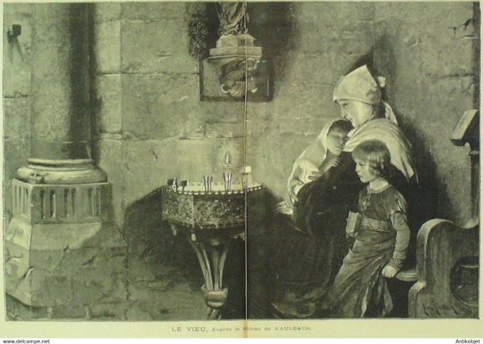 Soleil du Dimanche 1898 n°40 Aquarelle de Parcel Pille vendanges au moyen âge