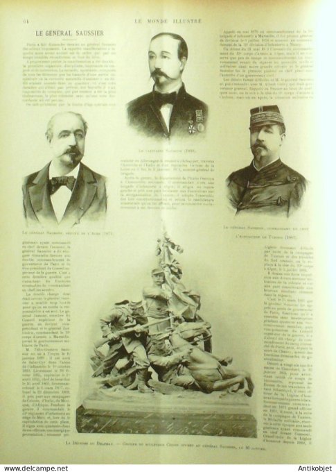 Le Monde illustré 1898 n°2130 Général Saussier Chartreux Marseille (13) Tunisie