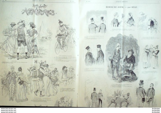 Le Journal Amusant 1890 # 1782 Notes de voyage Asnieres par Mars En chasse par Paul Leonnec