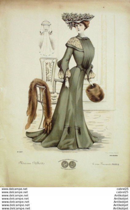 Gravure Mode Le Coquet 1902 # 49 (Old Fashion plate)