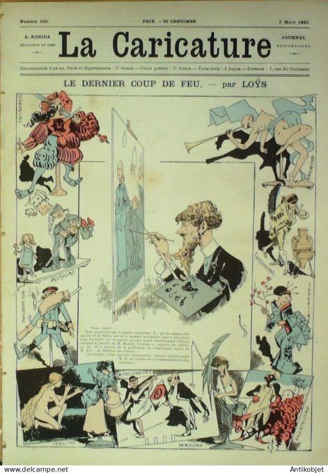 La Caricature 1883 #166 Dernier coup de feu Loys Antiquaille Caran d'Ache Loys Trock