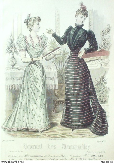 Gravure Mode J.Demoiselles 1891 # 4866b (Old Fashion plate)