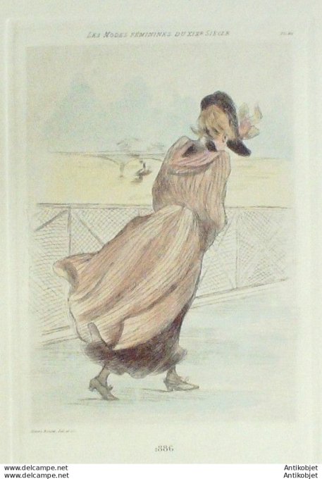 Gravure Mode Boutet (pointe seche aquarellee old Fashion plate) Pl 86-1902