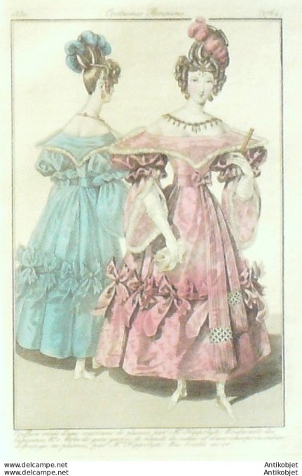 Costume Parisien 1830 # 2764 Robes de gaze garnies de noeuds