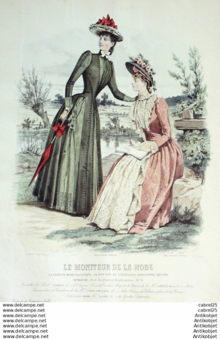 Gravure Mode Le Moniteur 1889 # 25 (Old Fashion plate)