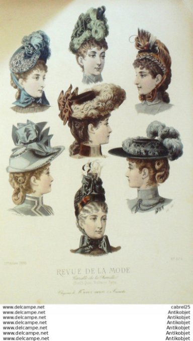 Gravure Mode La Gazette 1888 # 874 (Old Fashion plate)