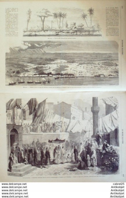 Le Monde illustré 1865 n°437 Japon Ile Sikok Yokohama Cherbourg (50) Bourbonne (52) Mexique Jonuta T