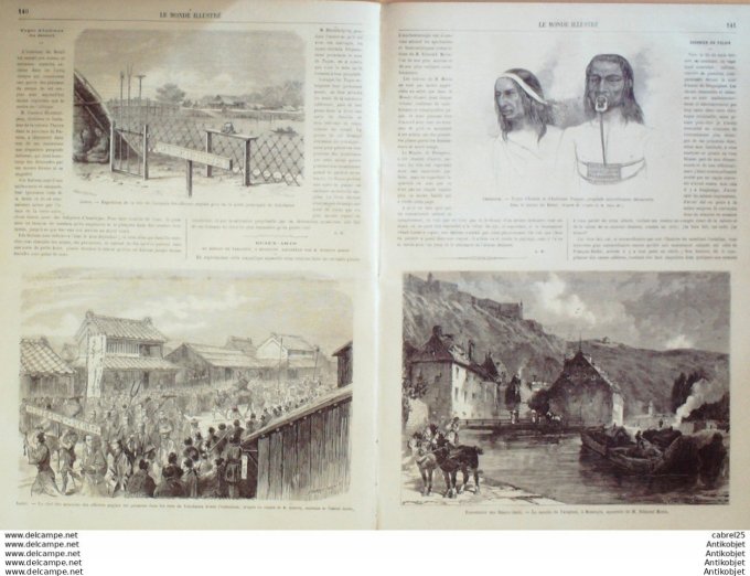 Le Monde illustré 1865 n°437 Japon Ile Sikok Yokohama Cherbourg (50) Bourbonne (52) Mexique Jonuta T