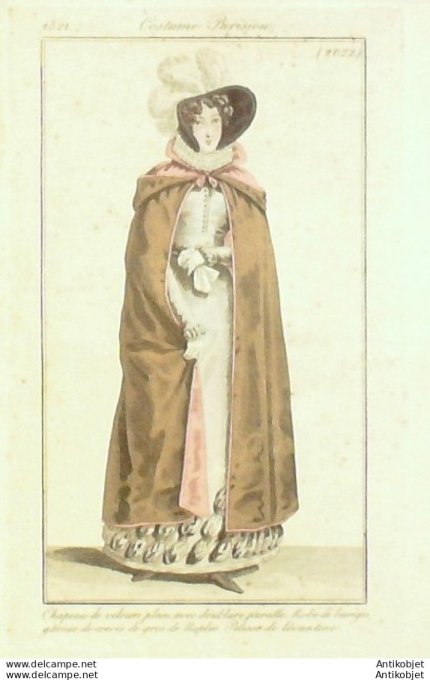 Costume Parisien 1821 # 2022c Pelisse Lévantine robe de Barèges