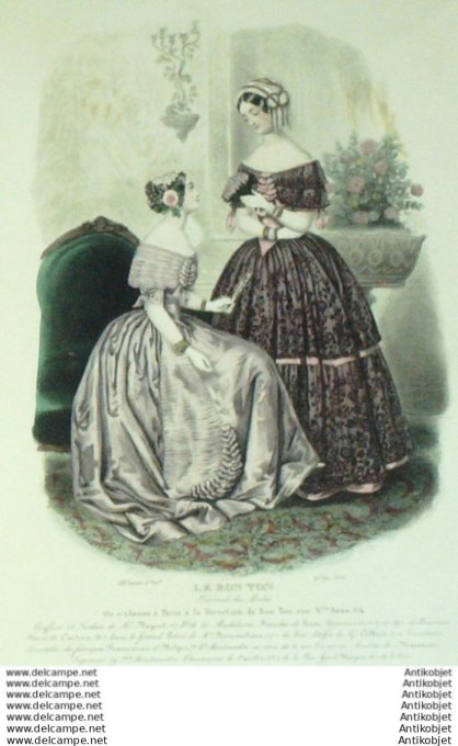 Gravure Mode Le Bon Ton 1846 13 #  6 (aquarelle old fashion plate)