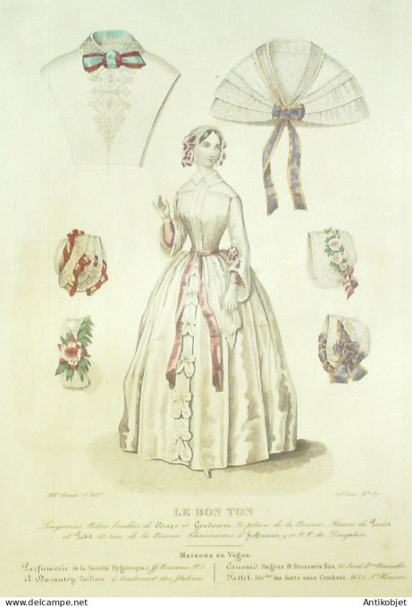 Gravure Mode Le Bon Ton 1846 13 # 37 (aquarelle old fashion plate)
