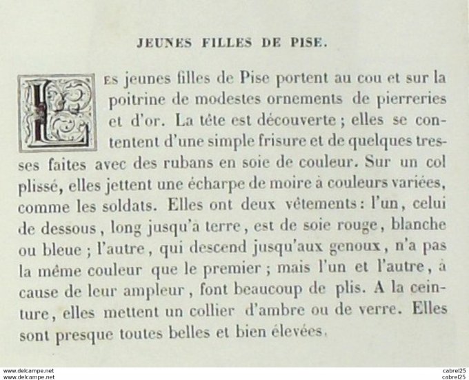 Italie PISE Jeune dame 1859