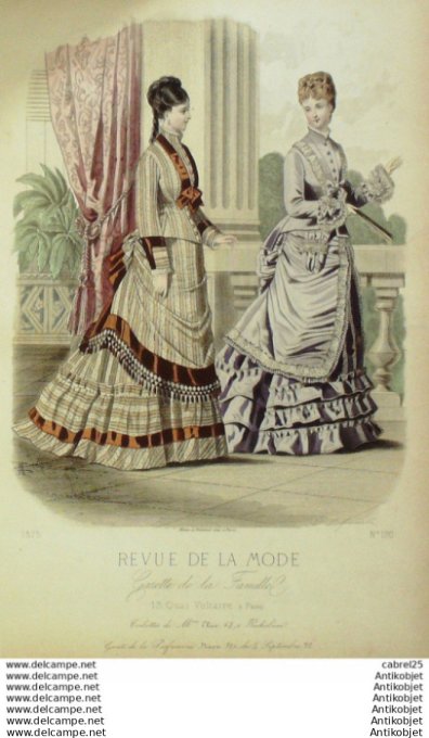 Gravure Mode La Gazette 1875 # 190 (Old Fashion plate)