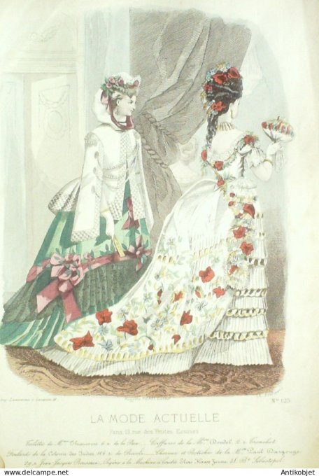 Gravure La Mode actuelle 1874 # 125 (Old Fashion plate)