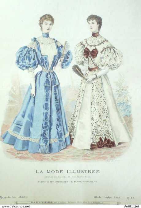 Gravure Mode illustree 1895 # 15 (Old Fashion plate) RARE