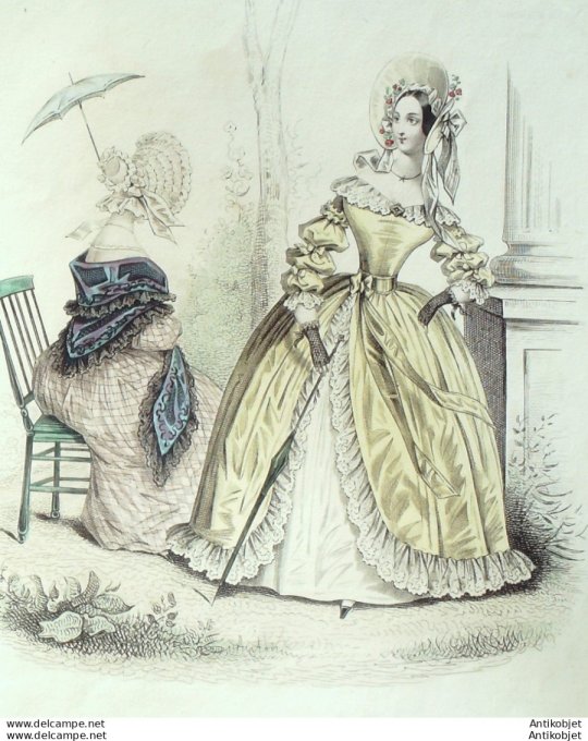 Costume Parisien 1838 # 3573 Fichu & mantelet ombrelles