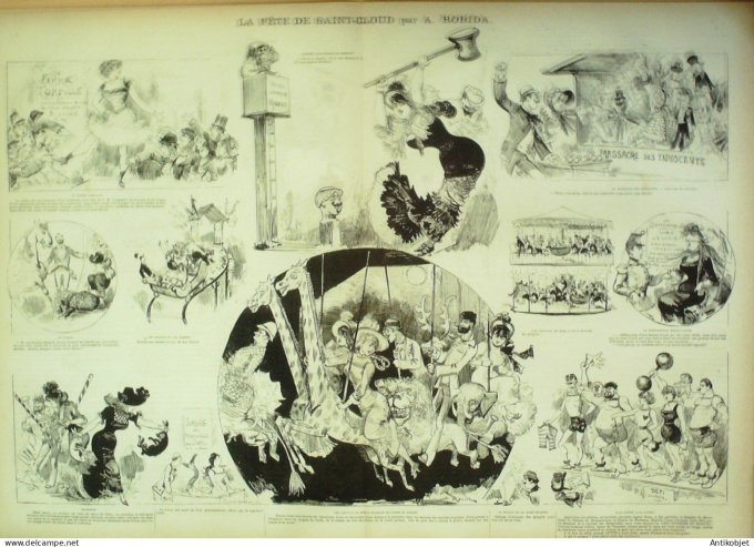 La Caricature 1880 #  38 La Fête de Saint-Cloud Robida Trock Draner