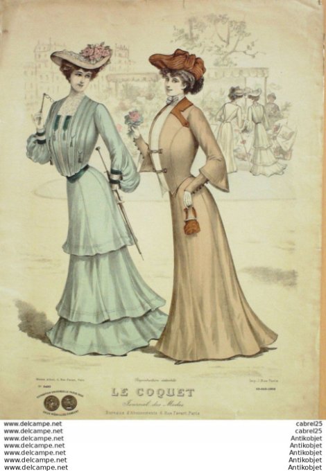 Gravure Mode Le Coquet 1903 # 10 (Old Fashion plate)