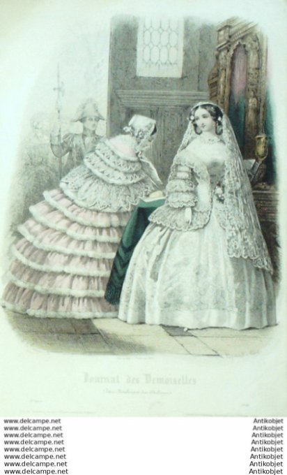 Gravure Mode J.Demoiselles 1855 # 03 (aquarelle Old Fashion plate)
