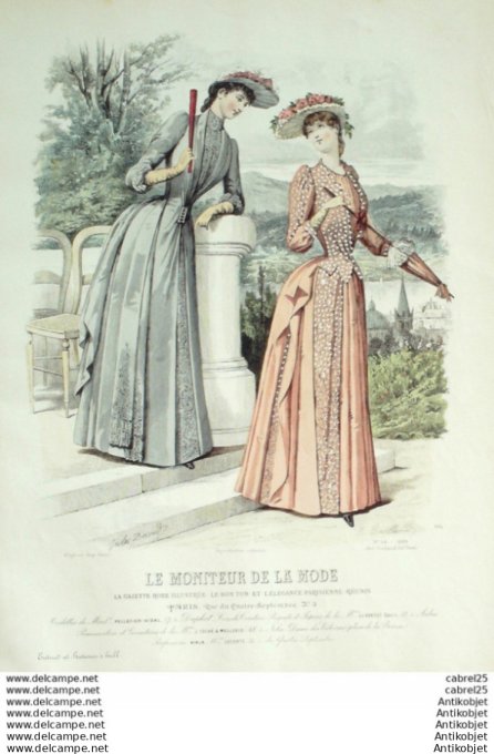 Gravure Mode Le Moniteur 1889 # 34 (Old Fashion plate)