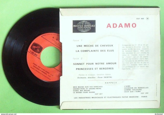 Adamo Salvatore 45T EP Une mèche de cheveux  1966