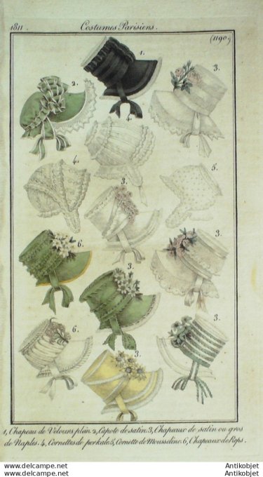 Costume Parisien 1811 # 1190 Cornettes de perkale