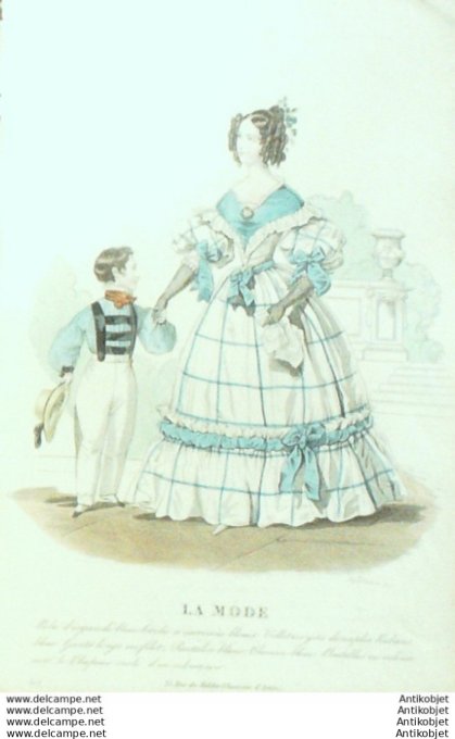 Gravure La mode 1836 # 517 (aquarelle old Fashion plate)