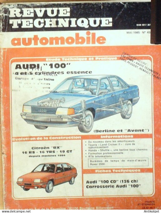Revue Tech. Automobile 1985 n°455 Audi 100 Citroen BX 16 RS