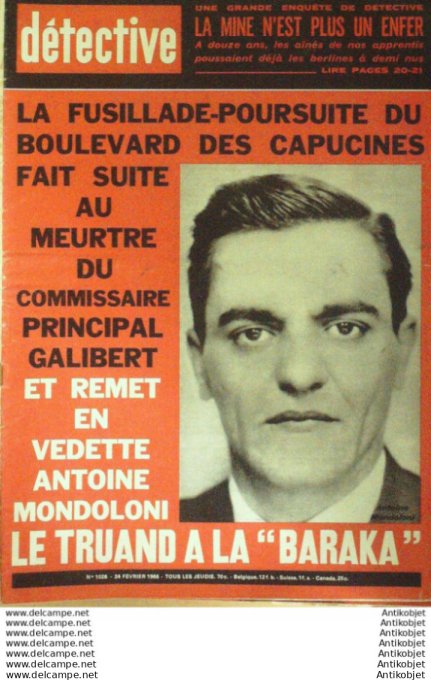 Détective 1966 # 1026 Ste-Mesmes Montargis Paris 9 Dunkerque Paris 5 St-Quirin St-Just-Chaussée