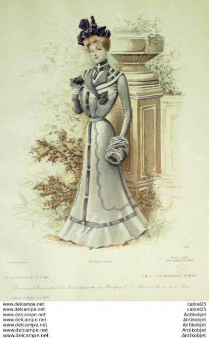 Gravure Mode Le Moniteur 1899 # 44 (Old Fashion plate)