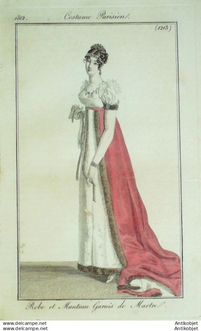 Gravure Mode Costume Parisien 1812 # 1213 (eau forte old Fashion plate