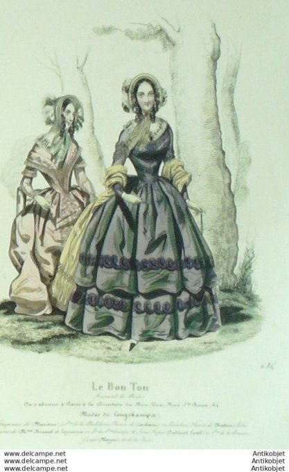 Les Modes parisiennes 1858 n°806 Robes d'intérieur en madras et taffetas