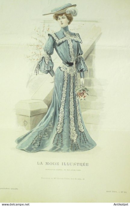 Gravure Mode illustree 1903 # 15 (Old Fashion plate) RARE