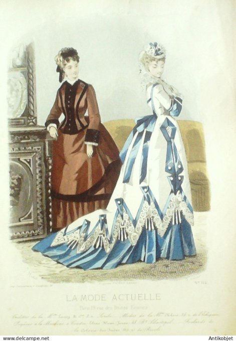 Gravure La Mode actuelle 1874 # 114 (Old Fashion plate)