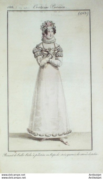 Gravure Mode Costume Parisien 1818 # 1763 (eau forte old Fashion plate